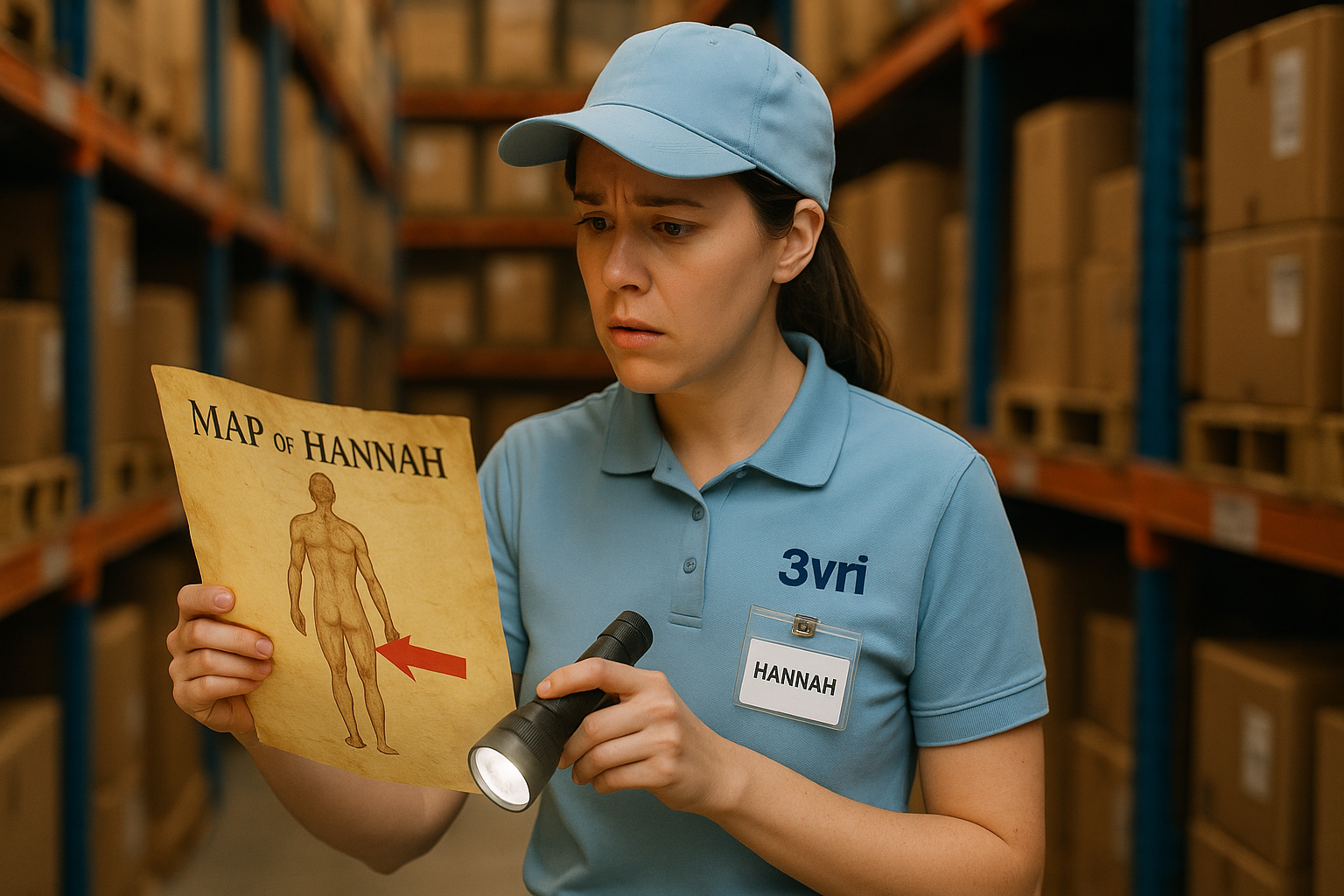 Courier pointing away from the door toward a vague delivery spot